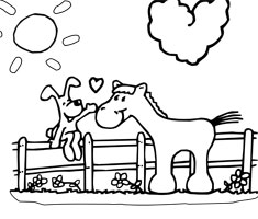 [Translate to english australien:] NUK colouring page horse and dog