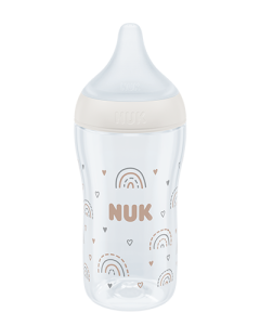 NUK Perfect Match 260ml Baby Bottle with Soft Silicone Teat in White